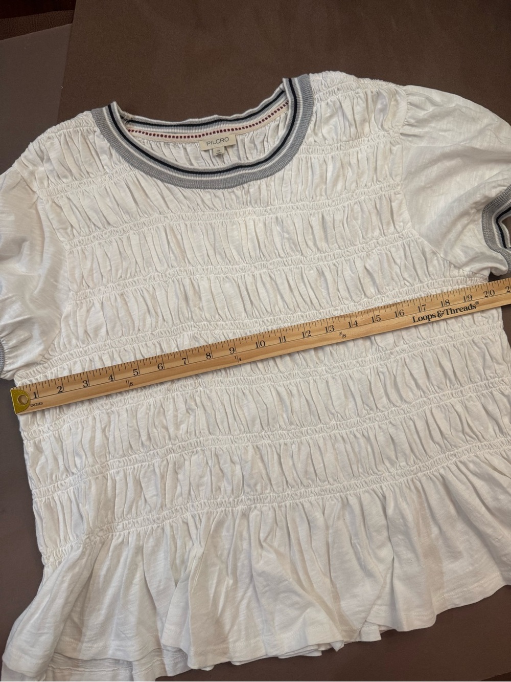 Pilcro 100% Cotton Smocked Peplum Tee - Picture 7 of 9